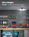 2 Pack LED Garage Lights, 18000LM 6500K Shop Lights with 6 Adjustable Panels, Ceiling Light for Garage Workshop Warehouse Basement