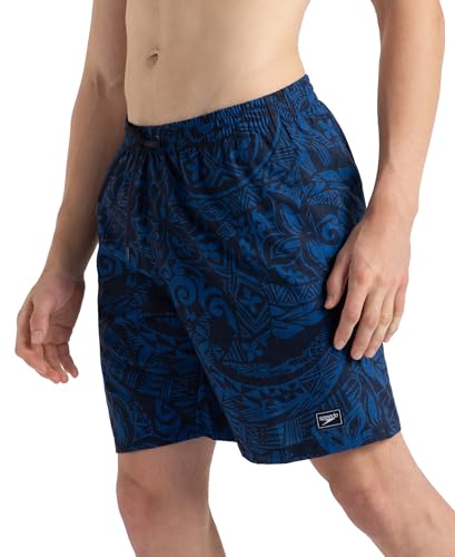 Image of Speedo Men's 4 Way Flex Essential Printed Watershorts with Side Pockets | Water Repellent | Internal Drawcord | Wide Waistband Swimming Trunks