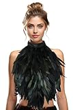 HOMELEX Feather Cape Shawl Costume Black Witch Wings Collar Adult Crow Maleficent Neck