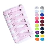 Booyckiy No Tie Elastic Shoelaces for Kids, Adults and Elderly, Adjustable Tieless Shoe Laces for Sneakers Boots and Casual Shoes - 16 Colors, 41 inch, Pink