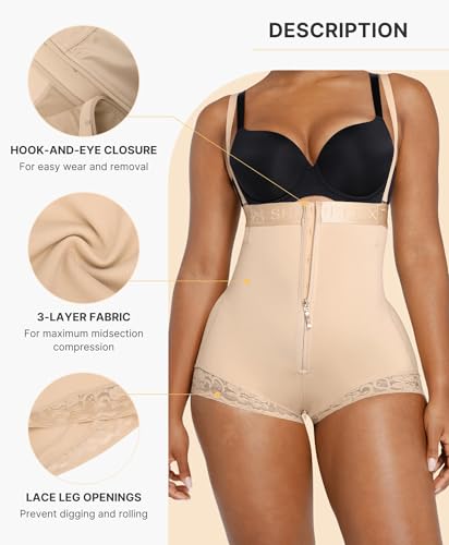 Image of SHAPELLX Shapewear Tummy Control Butt Lifter Panties Body Shaper for Women High Waist Trainer Open Bust Bodysuit