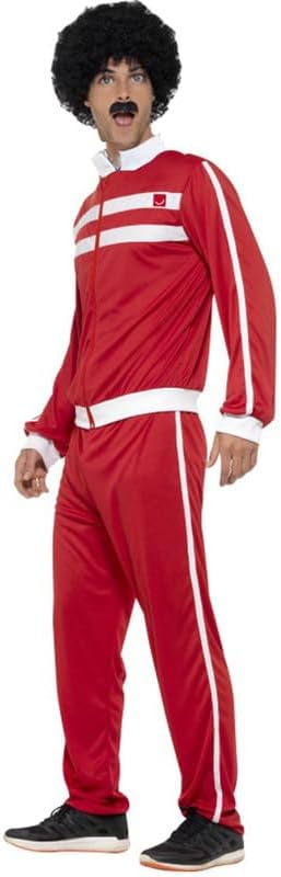 My IllusionsRed or Blue Scouser Costume Tracksuit + Wig + Tash 1980s Funny Runner Halloween Stag Do Fancy Dress Costume Outfit