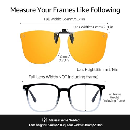Image of TJUTR Clip On Blue Light Blocking Glasses for Big Prescription Glasses, Anti Eyestrain, Ideal for Computer Gaming TV