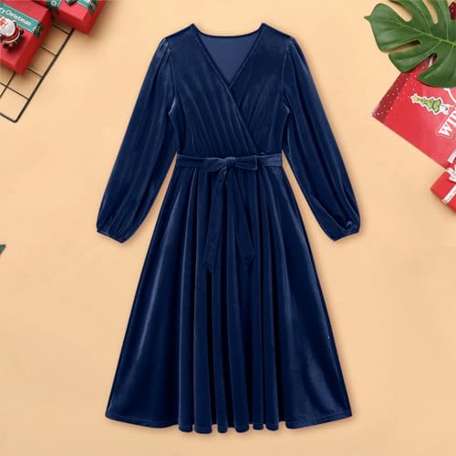 Robe de Noël en velours haut de gamme et finitions à volants raffinées pour bébé - 5
