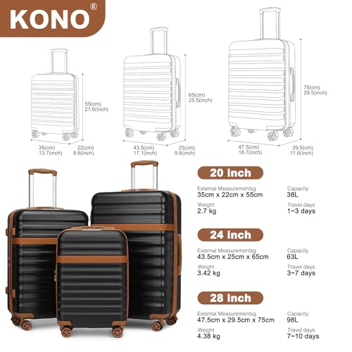 Kono 24-Inch Expandable Spinner Suitcase