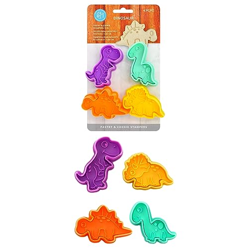 R & M International Biscoito de dinossauro, conjunto de 4 estampadores, tamanho único, cores sortida
