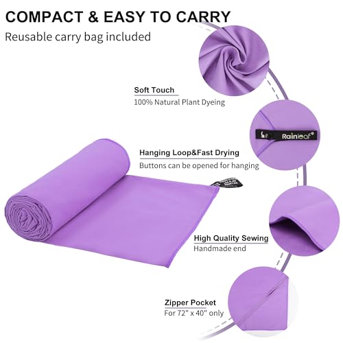 Image of Rainleaf Microfiber Towel Perfect Travel & Gym & Camping Towel. Quick Dry - Super Absorbent - Ultra Compact - Lightweight. Suitable for Trip, Beach, Shower, Backpacking, Pool