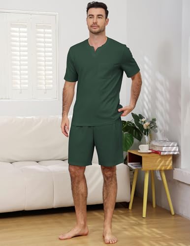 Image of JiniGolla Mens Pajamas Set Soft Short Sleeve Top and Pant Loungewear Sets 2 Piece Pjs with Pockets