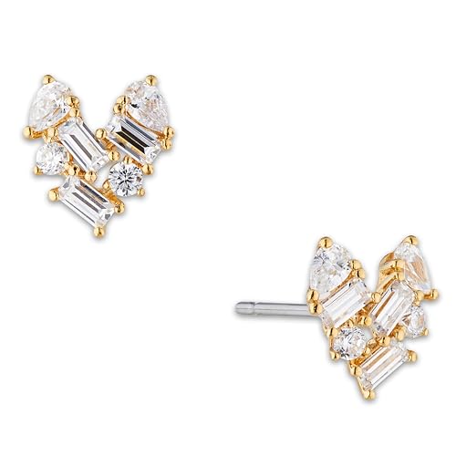 Nadri 18K Gold Plated Heart Earrings - Earrings for Women, Gold Studs, Gold Stud Earrings, Heart Studs for Women