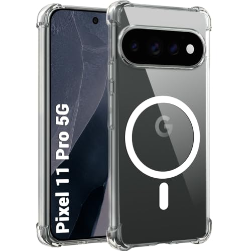 Image of TheGiftKart Shockproof Ultra-Hybrid Back Cover Case for Google Pixel 11 Pro Compatible with MagSafe | 360 Degree Protection | Crystal Clear Hard Back Cover Case (PC & TPU, Transparent Bumper)