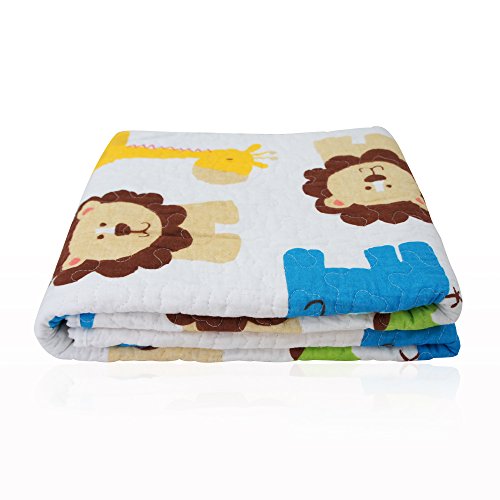 Abreeze Cute Lion Nursery Bed Blanket Elephant Giraffe Coverlet Quilt Bedspread Throw Blanket For Boys Cotton Quilt Crib Comforter Soft Toddler Quilt 43" X 51" #TOP7