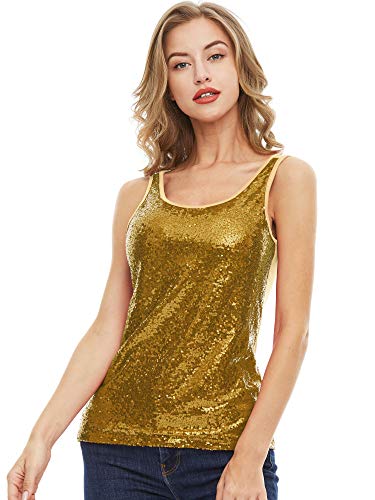 SATINIOR Women's Sleeveless Glitter Sequin Tank Tops Shimmer Vest Tops Glitter Camisole for Women Girl2