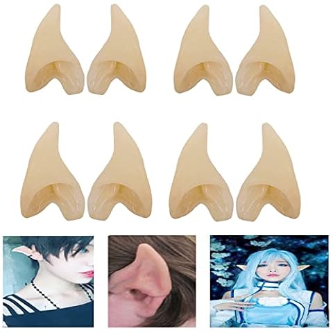JKberelli 4 Pairs Elf Ears,Latex Cosplay Fairy Pixie Elf Ears,Soft Pointed Goblin Ears for Halloween Christmas Cosplay Dress Up Party Favors Cover