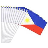 mflagperft Philippines Flags on Stick 12 Pack, Handheld Philippine Flag