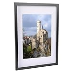 Nicola Spring 1x Black A3 (12" x 17") Photo Frame with White A4 Mount - Glass Aperture Home Picture Wall Hanging Landscape Portrait Display