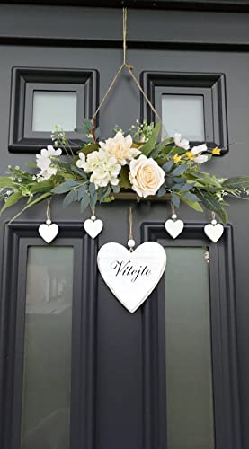 I-Guru Hydrangea Swag Artificial Flower 28 Inch, White Decorative Swags With Eucalyptus Leaves For Home Room Door Wall Wedding Arch Garden Party Tabletop Decoration #TOP6