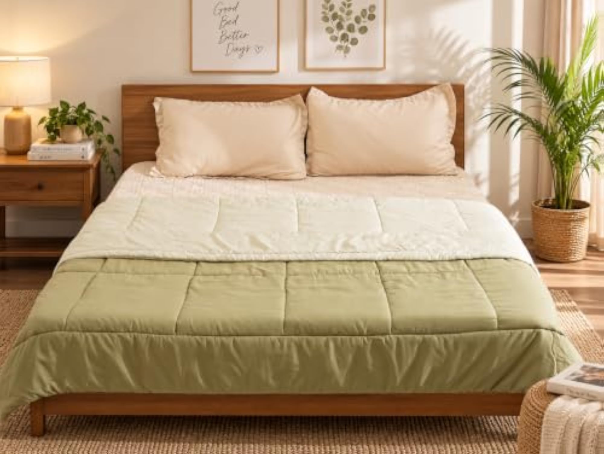 Sage Green Comforter for Double Bed Soft Lightweight