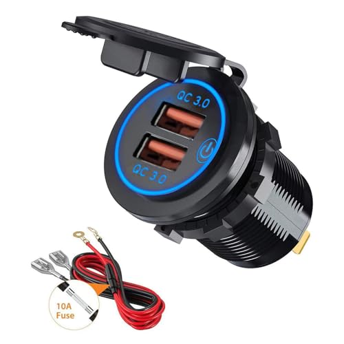 Quick Charge 3.0 USB A Car Charger Socket Car Accessories Adapter Multi-Port Car USB Charger Plug Compatible with iPhone All Series, Android,Samsung