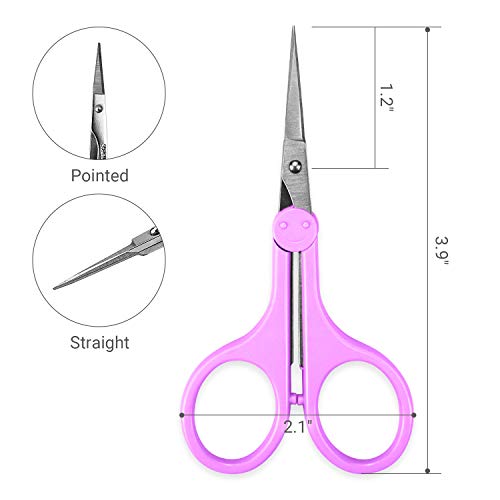 Humbee Eyebrow Scissors, Small Scissors For Facial, Nose, Eyebrow, Mustache, And Beard Hair Trimming & Grooming, Straight Edge, Purple Long Cap #TOP4