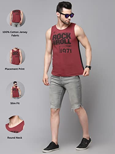 Image of Rigo Stylish Cotton Printed Vest for Men | Round Neck,Regular Fit, Sleeveless T-Shirt Vest for Men | Casual Innerwear Sando for Men & Boys - Perfect for Workouts Gym, Vacations, and Beaches