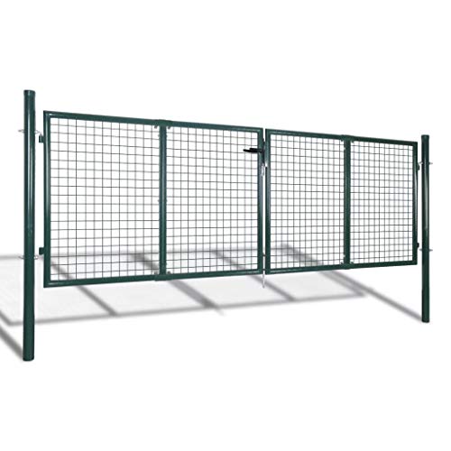 mewmewcat Garden Mesh Gate Fence Door Wall Grille Modern Practical Barrier 289 x 75 cm Dark Green