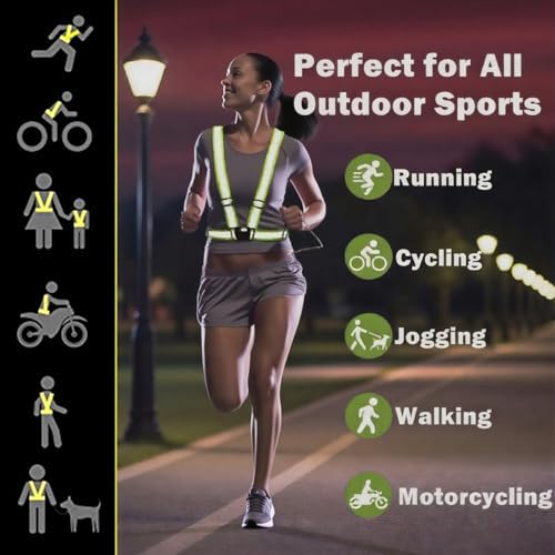 Reflective Strap Safety Vest Gear - 2-10 Pack Adjustable High Visible Reflective Running Gear for Women Men Night - Image 4