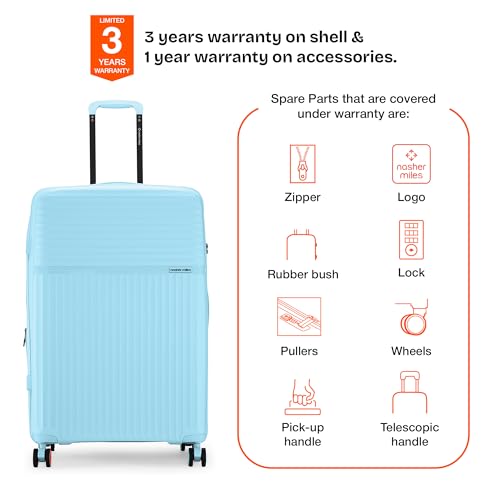 Image of Nasher Miles Krabi Expander Hard-Sided Polypropylene Luggage Set of 2 | 65cm & 75cm | 8 Wheels Medium & Large Trolley Bag for Travel | Suitcase (Light Blue)