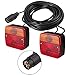 Justech 2PCS Luces Traseras Remolque con 7,5m Cable y 7 Pin Conector 12V Bombillas Piloto Trasero de 5 Funciones Luz de Matrícula Placa Trasera Luz de Freno para Remolque Camion Caravan E-Mark