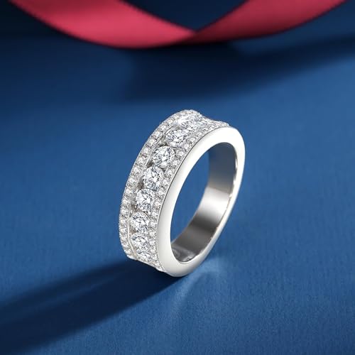 Moissanite Wedding Band for Women D Color VVS1 Moissanite Eternity Rings 18K White Gold Plated S925 Sterling Silver Promise Engagement Rings for Women Wife Men4
