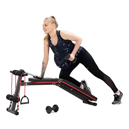 CITYSPORTS Banco de Pesas Plegable, Banco de Musculación Multifunción Declinable / Inclinable con 7 Posiciones Ajustables & 2 Correas de Entrenamiento, Banco de Musculación Gimnasia en Casa