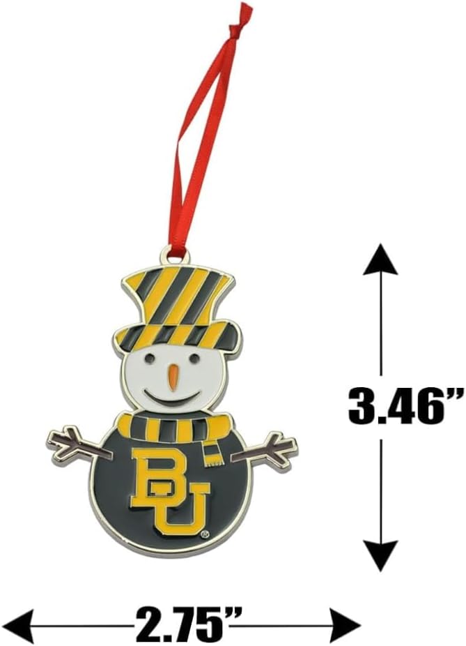 Baylor Bears Snowman Metal Christmas Ornament - Image 2