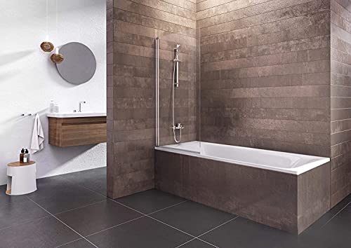 Schulte Duschwand 1-teilig Berlin, zum Kleben, 70 x 130 cm, ESG Sicherheitsglas, chromoptik, D6934513 41 50, Duschabtrennung für Badewanne – Bild 3