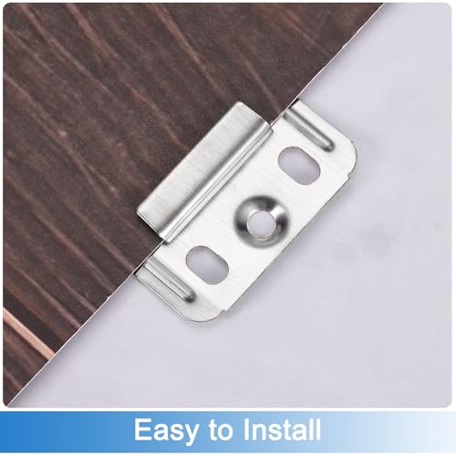 Image of uxcell 120Pcs 40mmx30mmx0.4mm Wall Panel Buckle, Stainless Steel Integrated Wall Panel Clips, Furniture Fixings Clamp Hanger Wall Mounting Clips, Silver