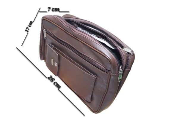 Image of PSH Men's Synthetic Leather Cash Pouch /Money Carrying Multipurpose travel Big Wrist Clutch Business Handbag Sling Document Carry Bag, High-capacity Shop Size- 26x17x7 Cms