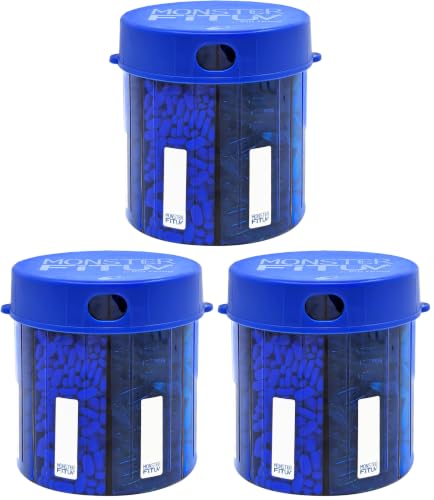 Image of XL Supplement Pill Dispenser Bottle, 7 Compartment, Labels, Easy Open, Anti-Mixing, UV Protected Organizer, Extra Large Monthly Vitamin, Monster Fit Medication Holder (Cobalt Blue, Large) (Pack of 3)