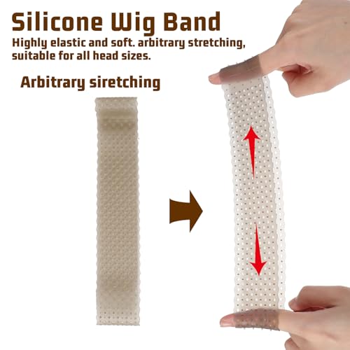 guduling 2pcs No Slip Wig Grip Band, Wig Grip Headband, Silicone Wigs Grip for Men And Women, Elastic, Sweat-Proof and Fixed Wigs, Skin Color (Black)