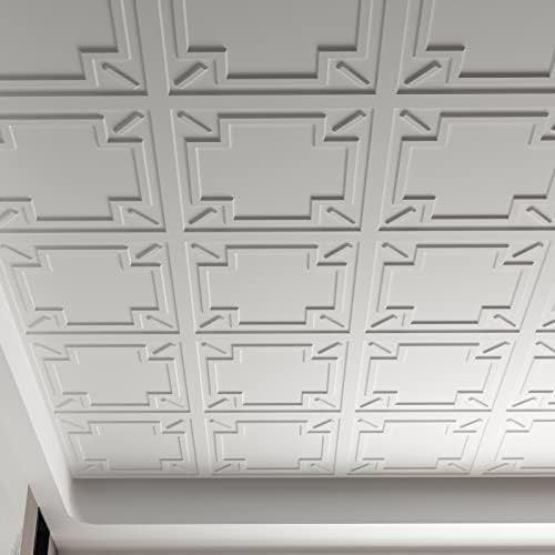 Art3d Decorative Drop Ceiling Tile 2"x2", Glue-up 3D Textured Ceiling Panel, Plastic Sheet in White(48 Pack)