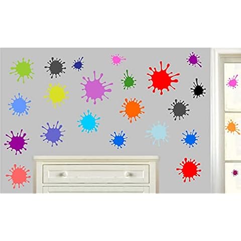 Colourful Paint Splats - Pack of 24 - Wall Art Vinyl Printed Stickers Cover