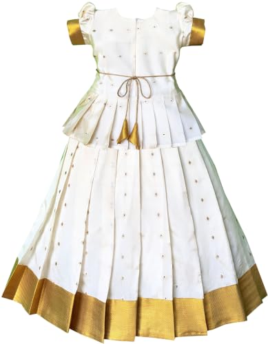 Image of Girl's Silk Readymade Traditional Lehenga Choli with-KERALP PATTU 4 colour