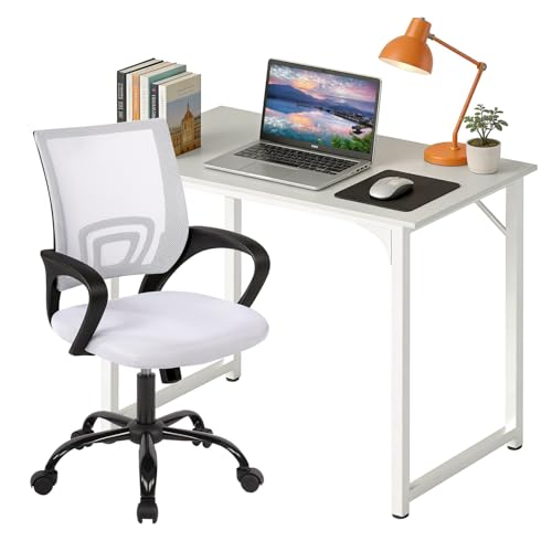 PayLessHere White Desk and Chair Set