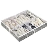 Under Bed Shoe Storage - Large Shoe Container, Low Profile Underbed Shoes Keeper, Clear Lid Access Bin, Multi Pair Divider Case | Compact Organizer Option For Dorm Home Condo Small Living Space
