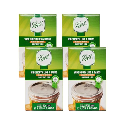 Ball Mason Jar Lids with Bands Wide Mouth 12 CT (Pack of 4)