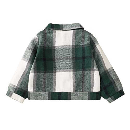 Boys Winter Coat Shirt Coat Jacket Plaid Long Sleeve Kids Turn Down Collar Button Tops Outwear 6month (Green, 3-4 Years)3
