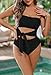 Viottiset Women's Bandeau One Piece Swimsuit Strapless Tie High Cut Out Bathing Suit Black Medium