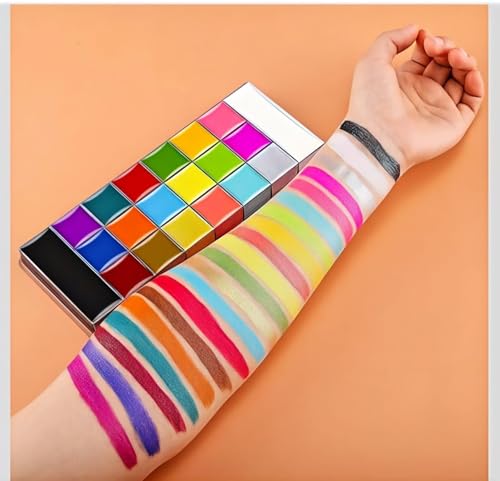 Image of Face Paint Palette 20 Colors with Large Black and White Pan for Face and Body Art