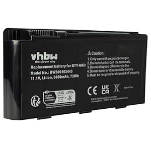vhbw Accu compatibel met Medion Erazer X6813, X6817, X6819, X6821, X6823, X7813, X7815, X7817, X7819 notebook (6600mAh, 11,1V, Li-Ion)