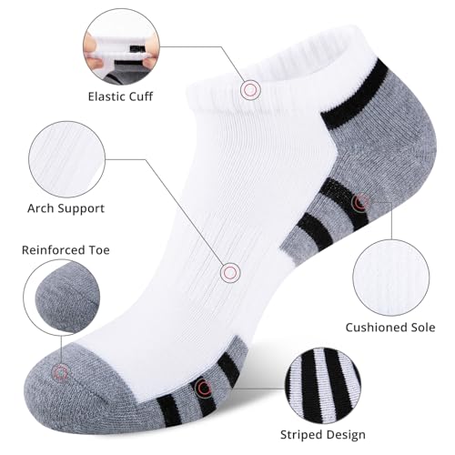COOVAN Mens 12 Pack Athletic Ankle Socks, Mens Cushioned Comfortable Low Cut Sock 12 Pairs3
