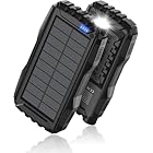 Solar Charger, Power Bank, 42800mAh Portable Charger Power Bank External Battery Pack 5V3.1A Qc 3.0 Fast Charger Built-in Super Bright Flashlight (Black)