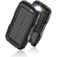 Solar Charger, Power Bank, 42800mAh Portable Charger Power Bank External Battery Pack 5V3.1A Qc 3.0 Fast Charger Built-in Super Bright Flashlight (Black)