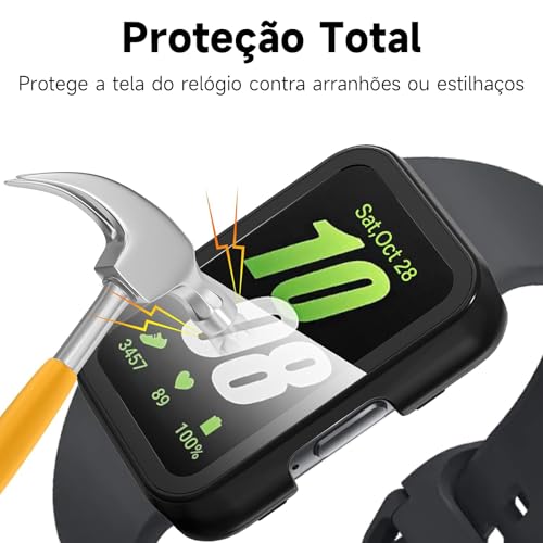 Capa Case Bumper com Película Compatível com Samsung Galaxy Fit 3, Capa Protetora para Smartwatch Ga